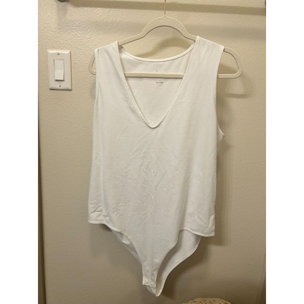 XXL White V-Neck Bodysuit